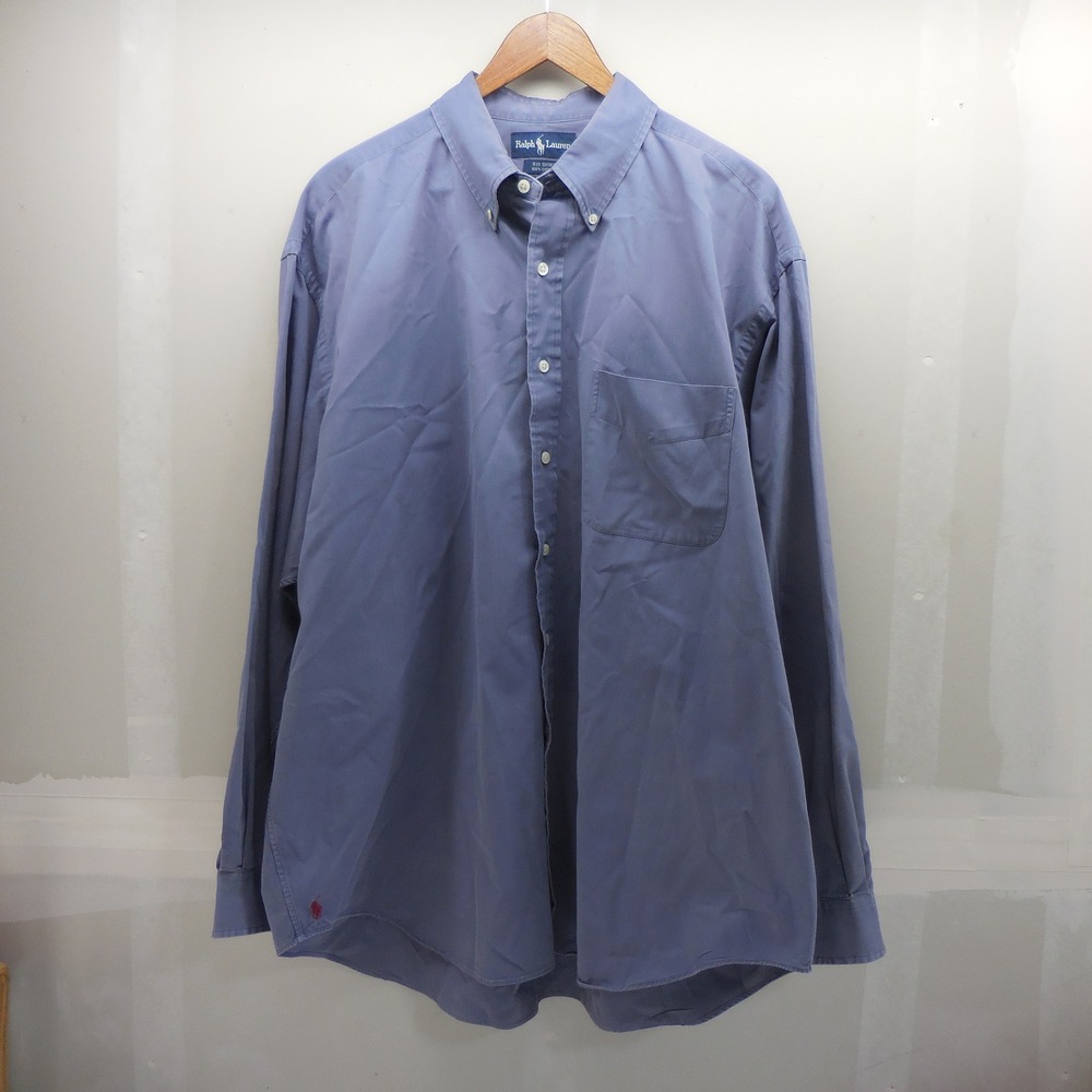 Ralph Lauren Big Shirt Mens XL Blue Cotton Button Down Long Sleeve Pony Logo